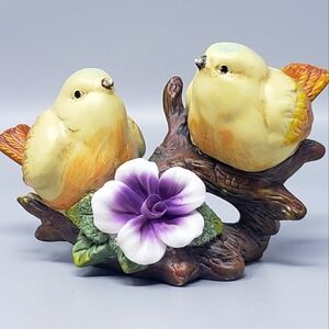Vintage Yellow Birds On Tree Branch Figurine